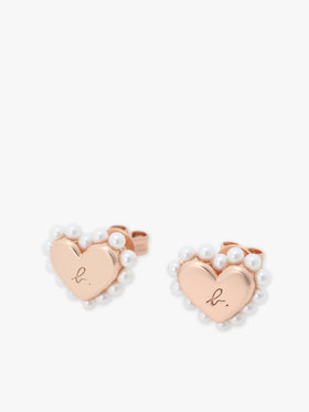 FEMME ウィメンズ ハート パール スタッド ピアス "Timeless Love" ピンクベージュ