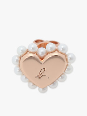 FEMME ウィメンズ ハート パール スタッド ピアス "Timeless Love" ピンクベージュ