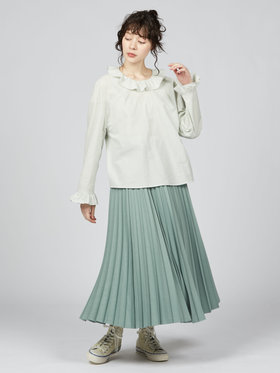 To b. by agnès b. アコーディオンプリーツスカート グリーン