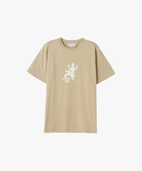 HOMME メンズ メンズ アイコニック コットン 半袖 Tシャツ "Lezard" ブラウン