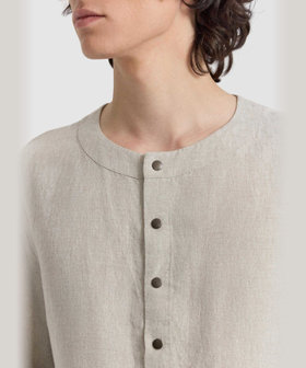 HOMME メンズ メンズ リネン 長袖 シャツ カーディガン グレー