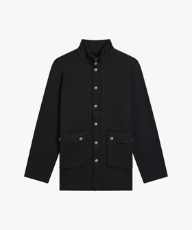 HOMME メンズ メンズ コットン スタンドカラー スナップコート "Yvano" ブラック