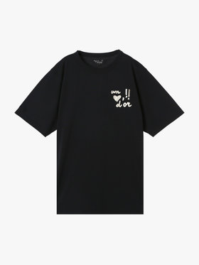 FEMME ウィメンズ 【by R 限定品】agnes b. プリント コットン 半袖 Tシャツ "un coeur d'or !!" ブラック