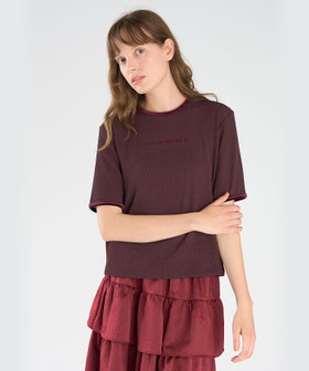 To b. by agnès b. ロゴ ワッフルTシャツ ブラウン