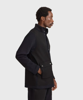 HOMME メンズ メンズ コットン スタンドカラー スナップコート "Yvano" ブラック