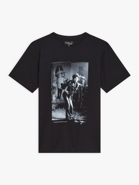 FEMME ウィメンズ プリント コットン 半袖 アーティスト Tシャツ "Dodlis" ブラック