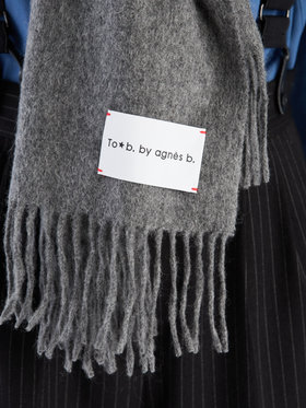 To b. by agnès b. ウール カシミヤ マフラー グレー