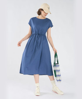 To b. by agnès b. コットン ウエストリボン ショートスリーブ ワンピース ネイビー