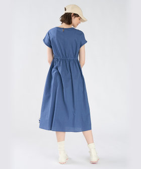 To b. by agnès b. コットン ウエストリボン ショートスリーブ ワンピース ネイビー
