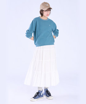 To b. by agnès b. スター 刺繍 ライン コットン 長袖 ニット プルオーバー ブルーグリーン