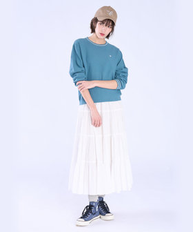 To b. by agnès b. スター 刺繍 ライン コットン 長袖 ニット プルオーバー ブルーグリーン