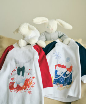 ENFANT ベビー ベビー ラグラン コットン 長袖 Tシャツ ホワイト