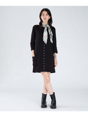 FEMME ウィメンズ オーガニックコットン メルトン 七分袖 カーディガンプレッション ”Robe” ブラック