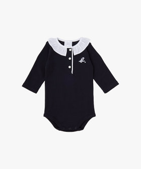 ENFANT ベビー ベビー "b." ロゴ コットン 長袖 コンビネゾン ブラック