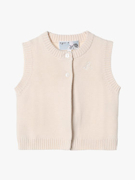ENFANT ベビー ベビー "b." ロゴ コットン ノースリーブ ニット ベスト ホワイト