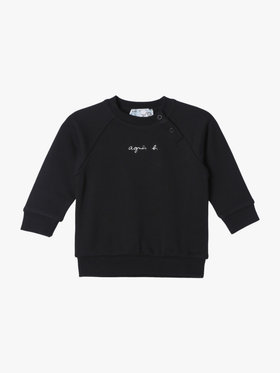 ENFANT ベビー ベビー ロゴ コットン 長袖 スウェット ブラック