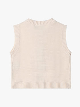 ENFANT ベビー ベビー "b." ロゴ コットン ノースリーブ ニット ベスト ホワイト