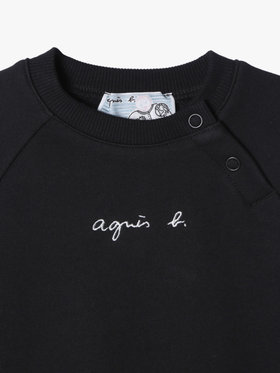 ENFANT ベビー ベビー ロゴ コットン 長袖 スウェット ブラック