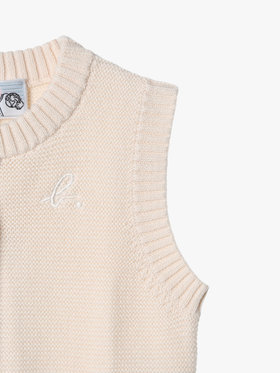 ENFANT ベビー ベビー "b." ロゴ コットン ノースリーブ ニット ベスト ホワイト