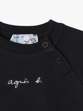 ENFANT ベビー ベビー ロゴ コットン 長袖 スウェット ブラック