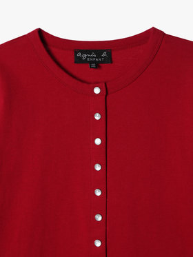 ENFANT ユニセックス キッズ コットン 長袖 カーディガンプレッション レッド