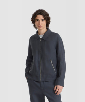 HOMME メンズ メンズ リネン ジップアップ ジャケット "Chet" グレー