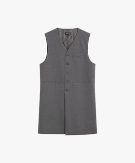 HOMME メンズ メンズ ウール ロングジレ "Lee" グレー