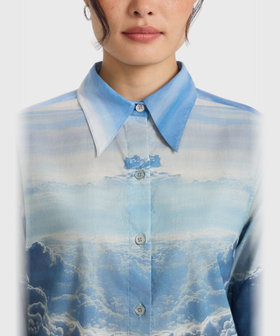 FEMME ウィメンズ フォトプリント コットン 長袖 ブラウス "Nuages" マルチ