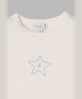 ENFANT ユニセックス キッズ "b." ロゴ スター コットン 半袖 Tシャツ "Domi" ホワイト