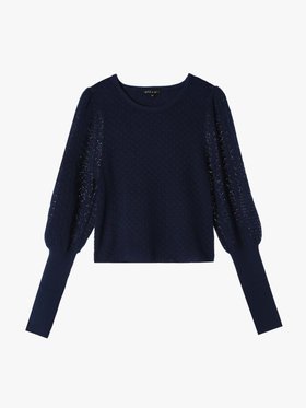 To b. by agnès b. 【Outlet】WW60 PULLOVER リブ x オープンワークスリーブプルオーバー ネイビー