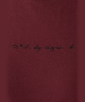 To b. by agnès b. To b. by agnes b.× green label relaxing ロゴ刺繍 オーガニックコットン リンガーTシャツ ボルドー