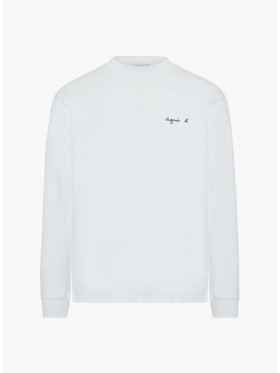 HOMME メンズ ロゴ コットン 長袖 Tシャツ "Christof" ホワイト