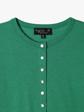 ENFANT ユニセックス キッズ コットン 長袖 カーディガンプレッション グリーン