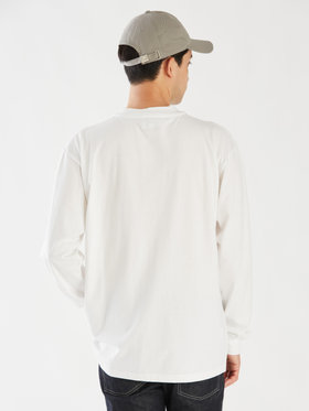 HOMME メンズ ロゴ コットン 長袖 Tシャツ "Christof" ホワイト