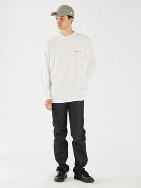 HOMME メンズ ロゴ コットン 長袖 Tシャツ "Christof" ホワイト