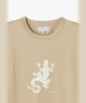 HOMME メンズ メンズ アイコニック コットン 半袖 Tシャツ "Lezard" ブラウン