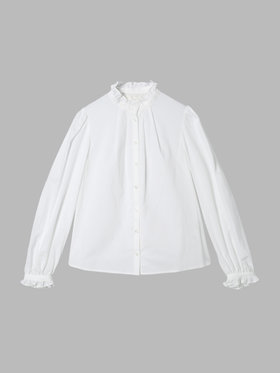 To b. by agnès b. コットンローン フリルカラー ブラウス ホワイト