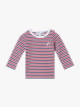 ENFANT ベビー ベビー "b."ロゴ 刺繍 トリコロールボーダー コットン 長袖 Tシャツ ネイビー