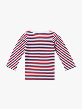 ENFANT ベビー ベビー "b."ロゴ 刺繍 トリコロールボーダー コットン 長袖 Tシャツ ネイビー