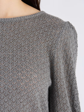 To b. by agnès b. 【Outlet】WW60 PULLOVER リブ x オープンワークスリーブプルオーバー グレー