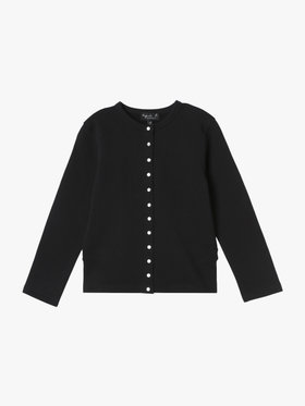 ENFANT ユニセックス キッズ コットン メルトン 長袖 カーディガンプレッション ブラック