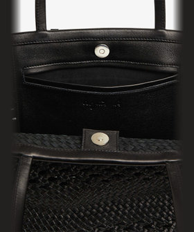 FEMME ウィメンズ ラムレザー 編み込み バッグ "Laurence" ブラック