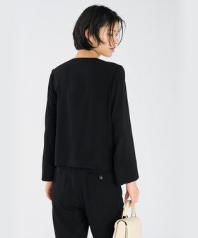 FEMME ウィメンズ ブラック トリアセテート ノーカラー シャツジャケット "Beatriz" ブラック