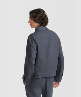 HOMME メンズ メンズ リネン ジップアップ ジャケット "Chet" グレー