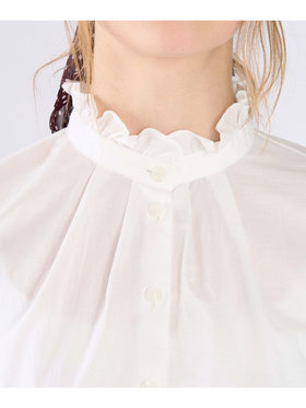 To b. by agnès b. コットンローン フリルカラー ブラウス ホワイト