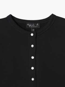 ENFANT ユニセックス キッズ コットン メルトン 長袖 カーディガンプレッション ブラック