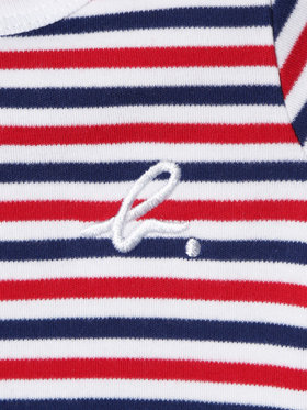 ENFANT ベビー ベビー "b."ロゴ 刺繍 トリコロールボーダー コットン 長袖 Tシャツ ネイビー