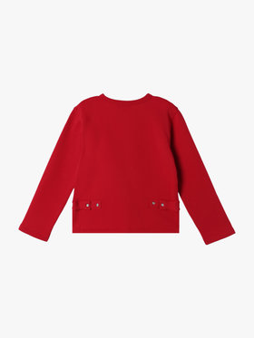 ENFANT ユニセックス キッズ コットン メルトン 長袖 カーディガンプレッション レッド