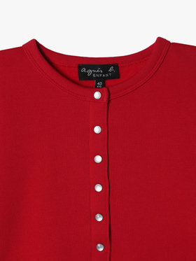 ENFANT ユニセックス キッズ コットン メルトン 長袖 カーディガンプレッション レッド