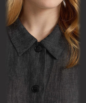 FEMME ウィメンズ リネン 長袖 シャツワンピース "Bb" グレー